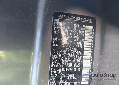 2023 Nissan Rogue Sv Fwd z USA, uszkodzony, nr VIN JN8BT3BA5PW408139